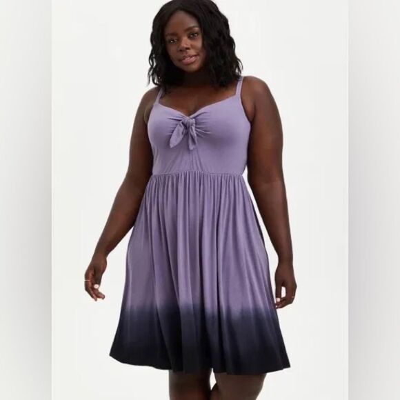 TORRID Super Soft Knit Skater Mini Dress Sundress Purple Ombre Size 1X 14 16 New - Picture 1 of 11